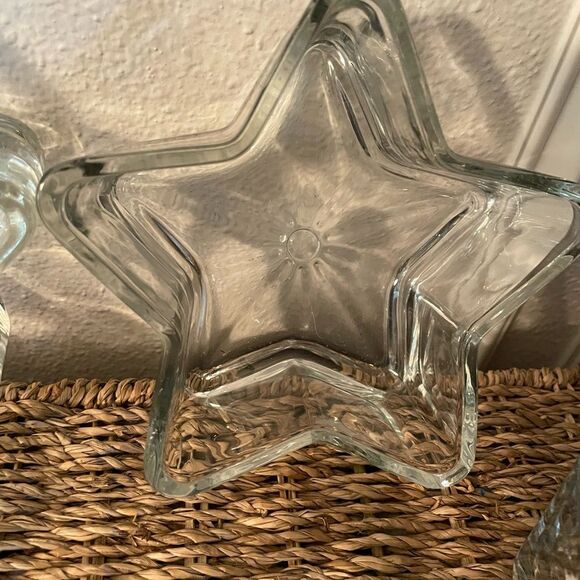 Libbey Glass Star Bowls Candle Holders Trinket Bowls set of 5 - Picture 3 of 14